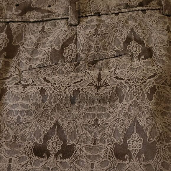 Worthington Brown Damask Patterned Cropped Skinny Pants Size 14 - Picture 8 of 8